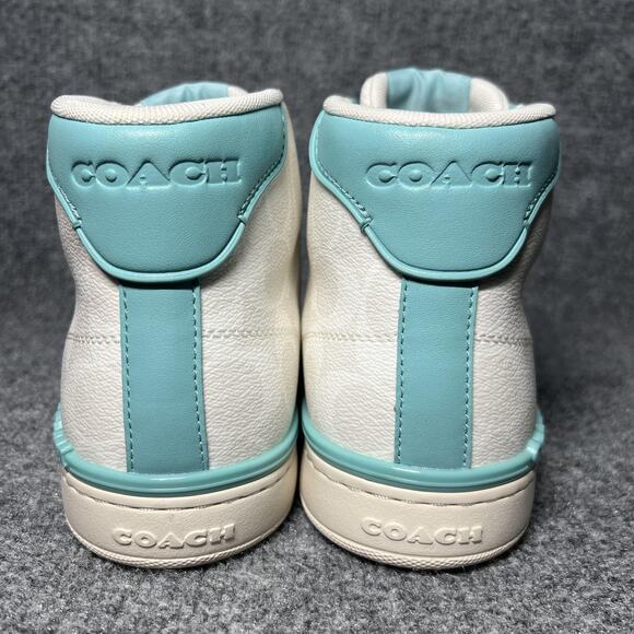 Coach Shoes Mens Size 10 White Teal High Top Signature C Monogram Lace Up CV222 - Picture 4 of 9